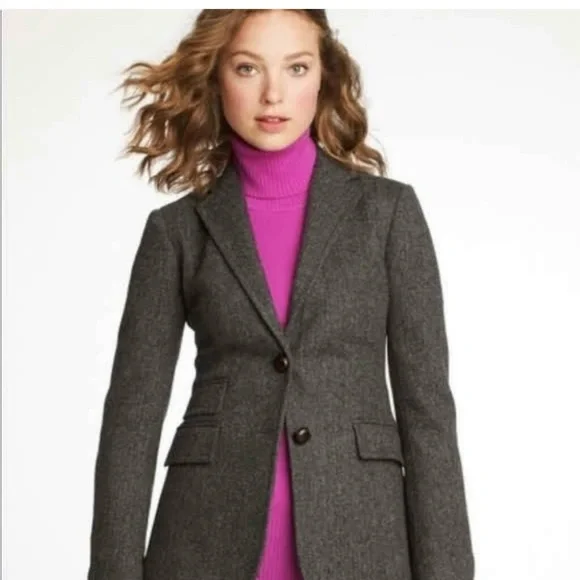 J. Crew Women's Blazer in Charcoal Herringbone - Picture 6 of 6